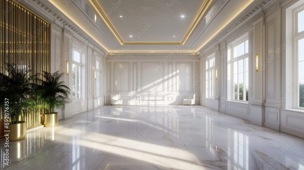Empty room Business event in conference hall meeting room Seminar room indoor style Modern size Large room Frame Mockup white wall background Empty room Business event in conference hall meeting room Seminar room indoor style Modern size Large room Frame Mockup white wall background