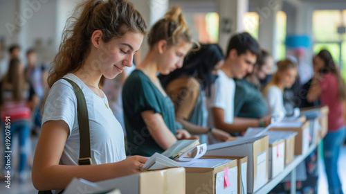 Young Volunteers and First-Time Voters Actively Participating in USA Election Process, Youth Democracy and Civic Engagement
