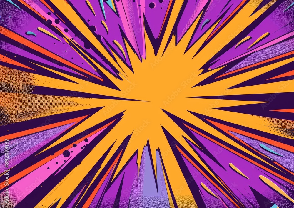 Fototapeta premium A vibrant comic-style background with bold lightning flashes and thunder effects