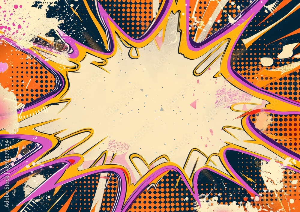 Fototapeta premium A comic illustration with vivid lightning and thunder effects