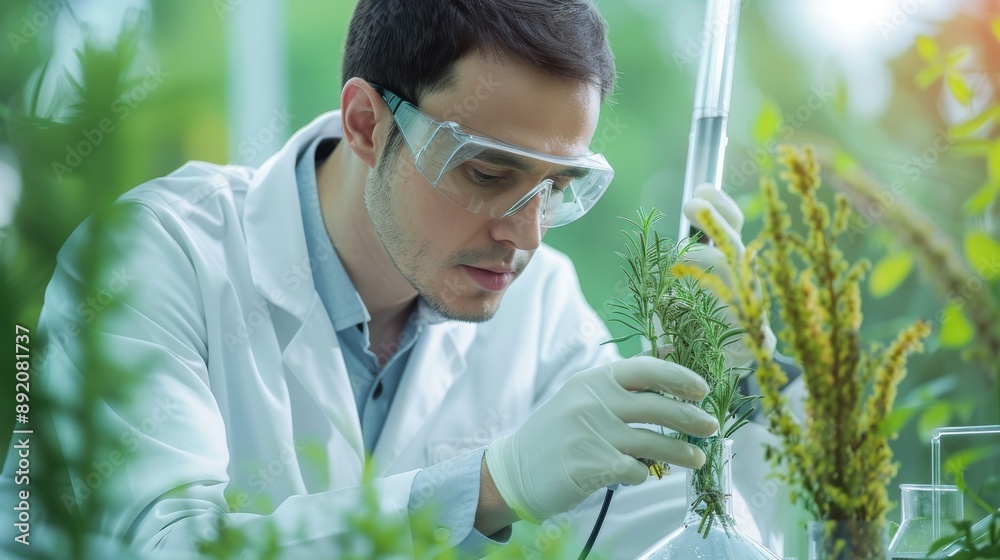 Scientist Presenting Research with Light Green Background Scientist Presenting Research with Light Green Background