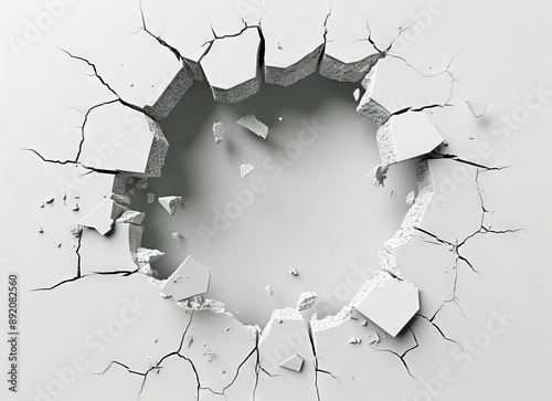 A white wall with a hole in it.