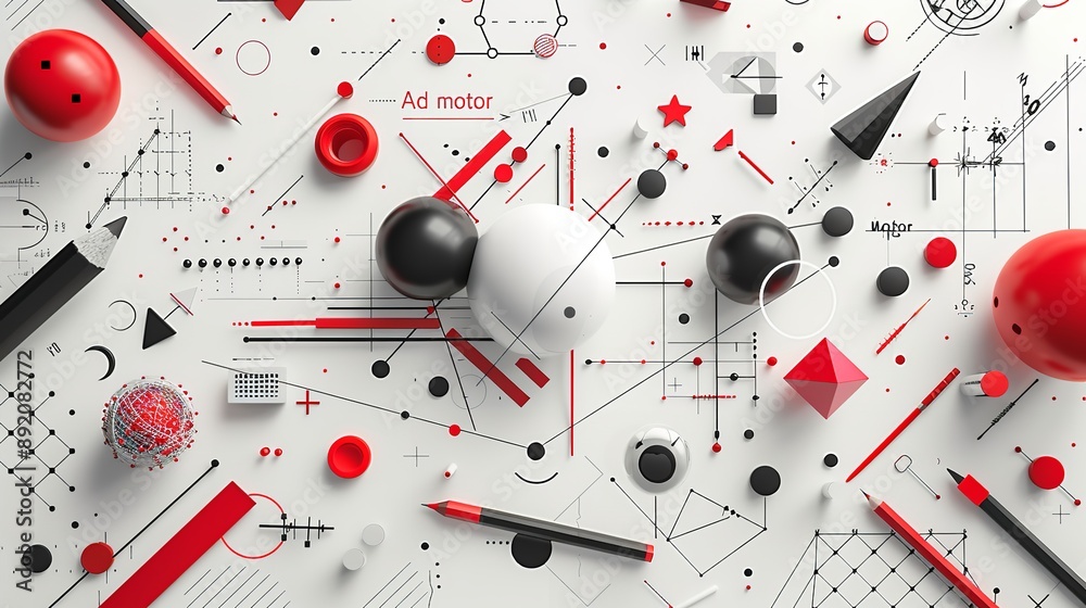 White and orange circles, black lines, abstract. White and orange circles, black lines, abstract.