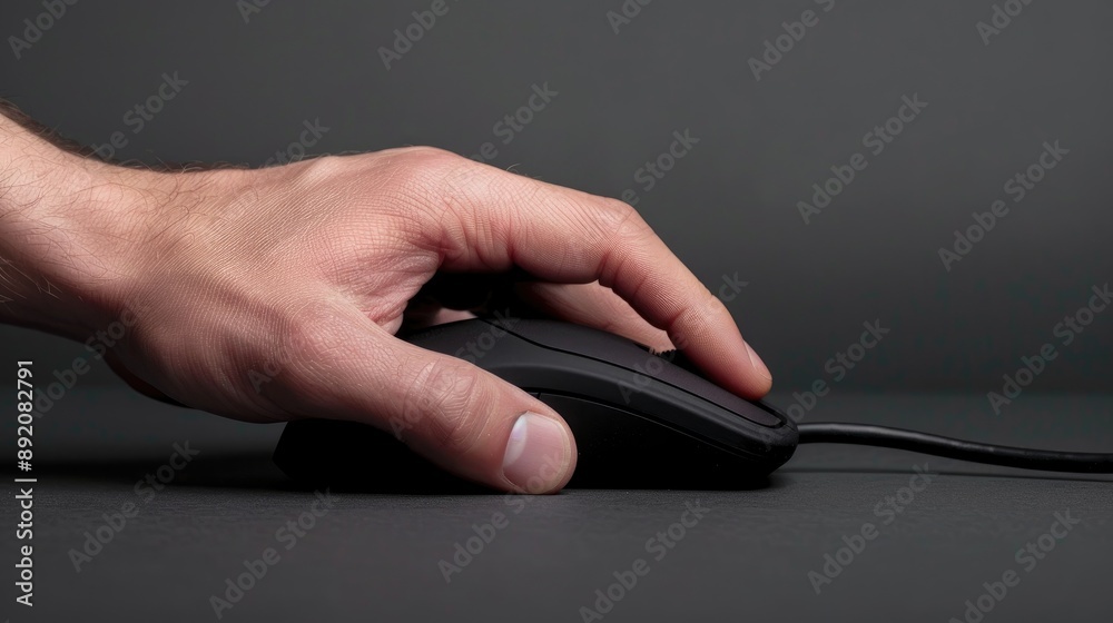 Using a computer mouse controlled by a male hand Using a computer mouse controlled by a male hand