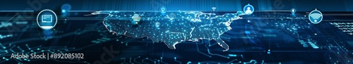 Cyber Sentinel: The Digital Guardian Protecting America's Cyber Landscape with Strategic Network Security Icons. photo