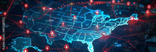 Cyber Sentinel: The Digital Guardian Protecting America's Cyber Landscape with Strategic Network Security Icons. photo