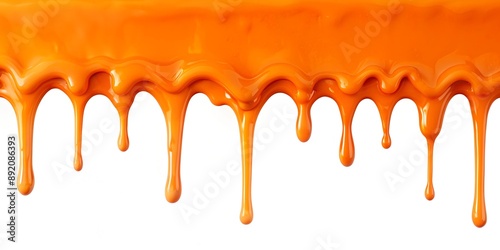 Orange Dripping slime banner isolated white background Creative AI photo