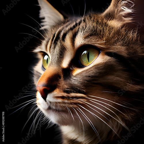 Beautiful bengalensis cat ifs isolated on a black background. photo