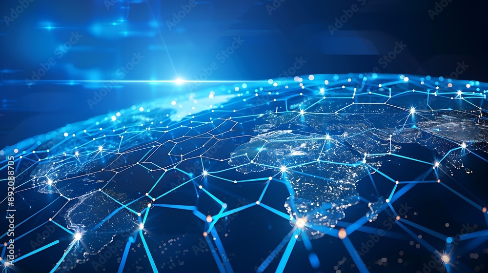 Obraz premium Global Network Connection Digital world Communication technology for internet business.