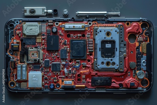 Cross-section of a smartphone revealing its components.