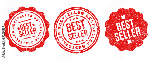 Best Seller Rubber Stamp Badge in Grunge Style, Best Seller Stamp for Marketing Promotion in Limited Offer Season or Summer Sale in SVG Vector