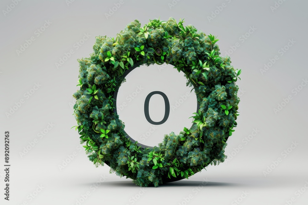 A green wreath with the number 0 in the center A green wreath with the number 0 in the center