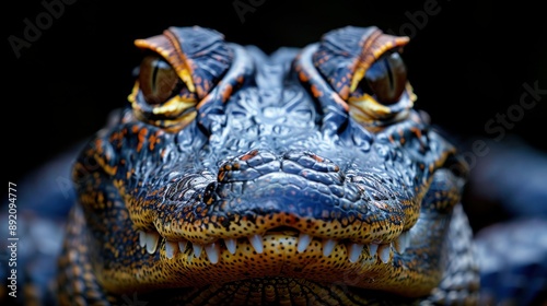 Caiman Portrait in Dark Background photo