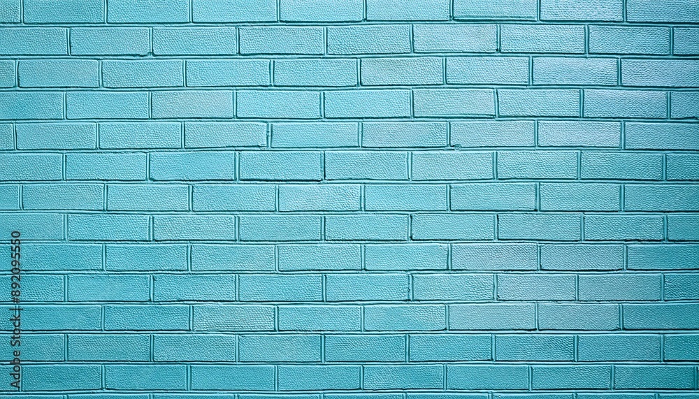 Obraz premium 水色に塗られたレンガの壁の背景画像(Background image of a light blue painted brick wall texture.)