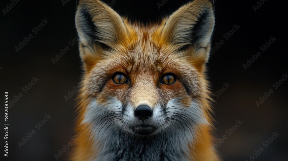 Fototapeta premium Captivating Close-up of Red Fox Gazing Directly at the Camera