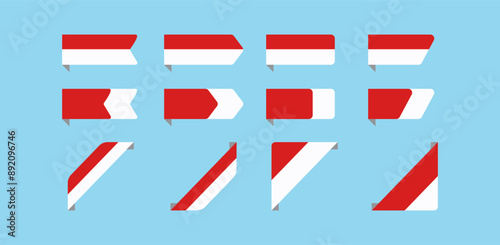 set of flag tags dirgahayu indonesia independence day
