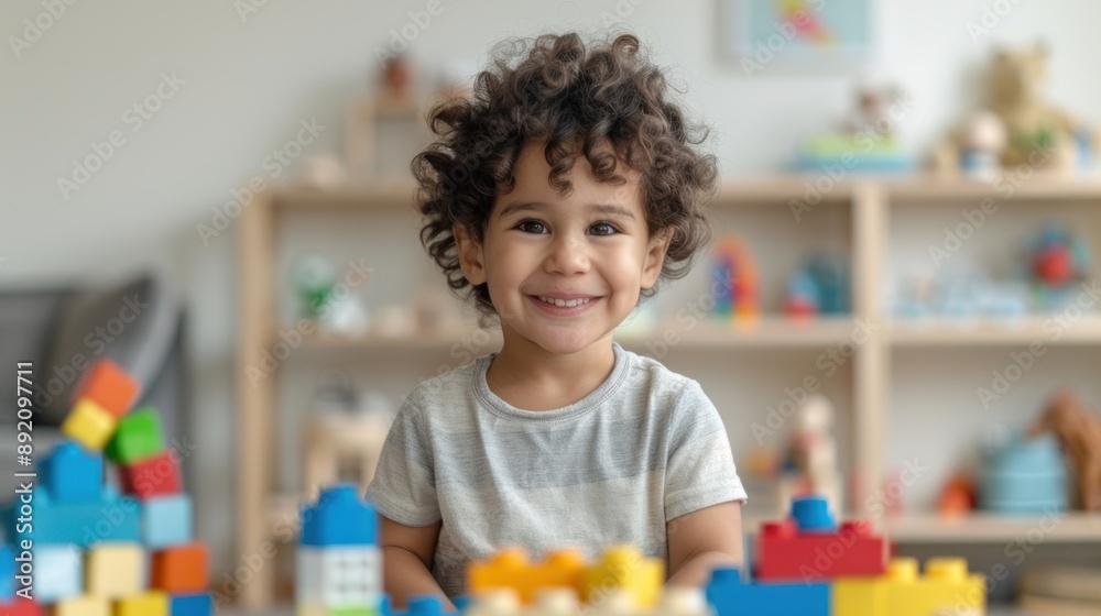 Cute young children playing wooden blocks to enhance development. Cute young children playing wooden blocks to enhance development.