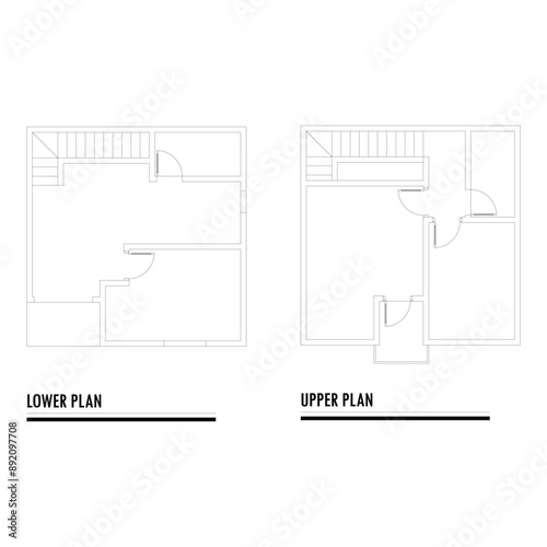 Black and White floor plan of a modern unfurnished house for your design. Suburban house vector blueprint. Architectural background	