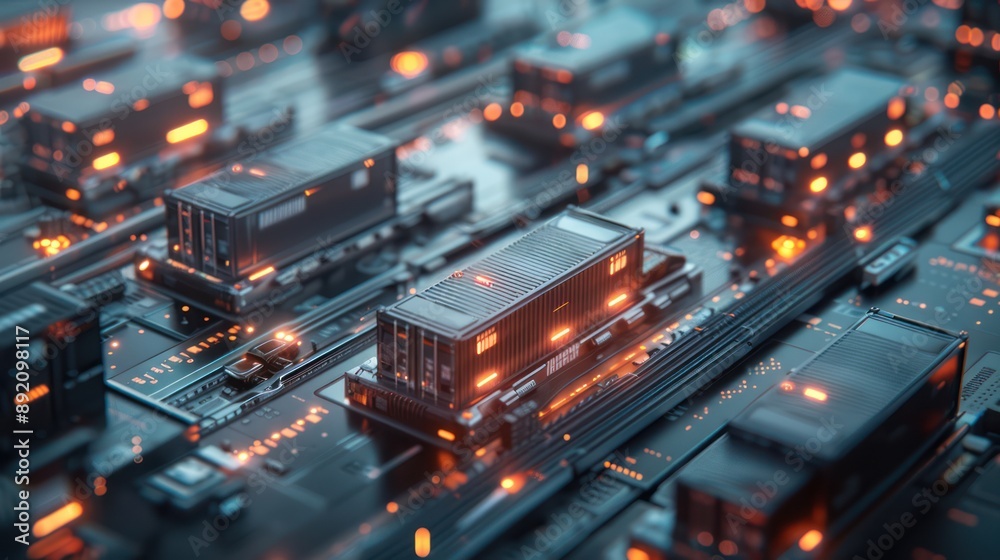 Futuristic Smart Supply Chain Management System with IoT Devices Tracking Shipments - 3D Render of Advanced Logistics Technology, Generative Ai Futuristic Smart Supply Chain Management System with IoT Devices Tracking Shipments - 3D Render of Advanced Logistics Technology, Generative Ai