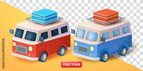 Camper Van, 3d vector. Suitable for traveling, holidays and design elements