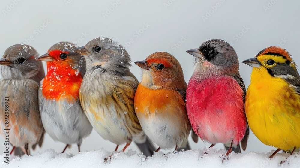 Fototapeta premium European Bird Collection: Common Species Isolated on Background