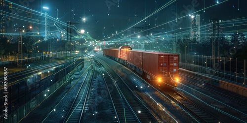 Futuristic Smart Logistics Network Utilizing AI for Route Optimization, 3D Render of Intelligent Transportation System, Generative Ai