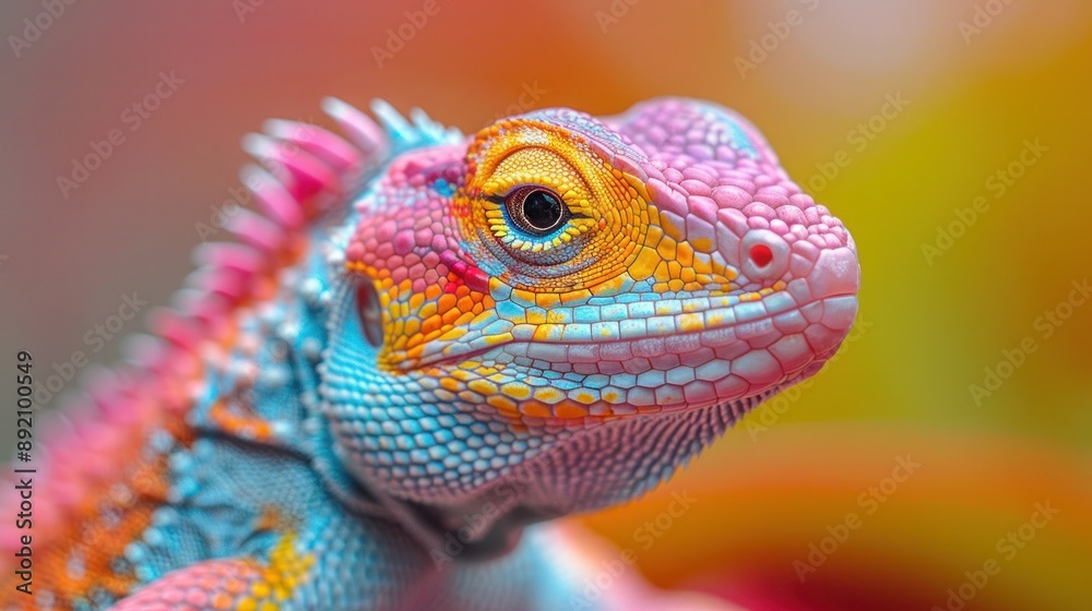Vibrant Reptile on Colorful Backdrop