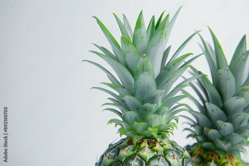 Fototapeta premium Mystic photo of Natal Queen Pineapple on the vine , isolated on white background