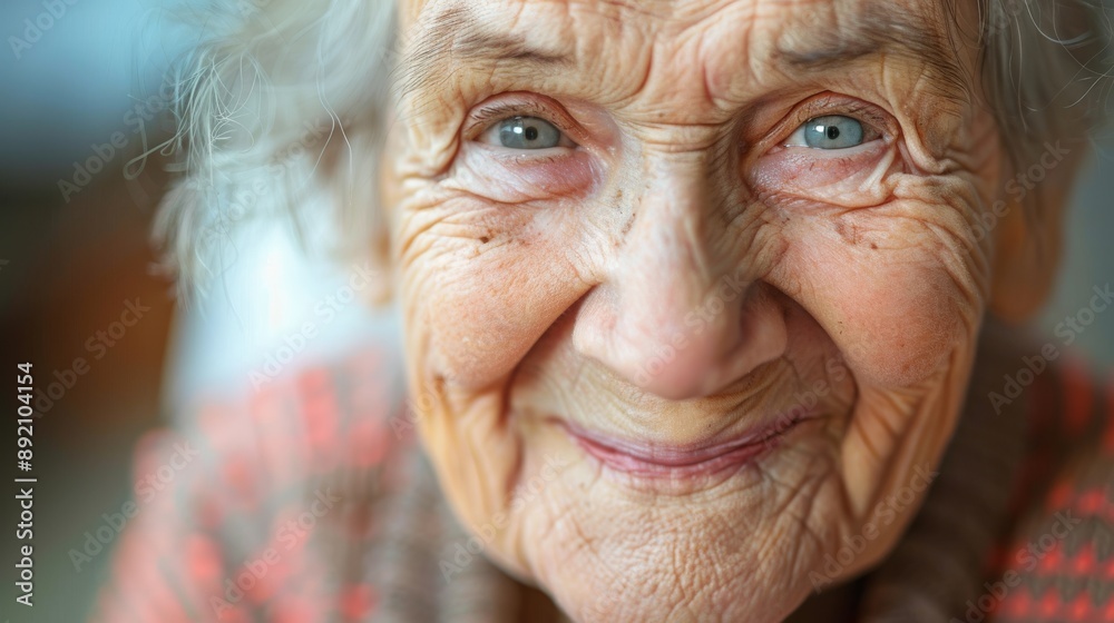Elderly lady with joyful expression close up view background is clear and clean Elderly lady with joyful expression close up view background is clear and clean