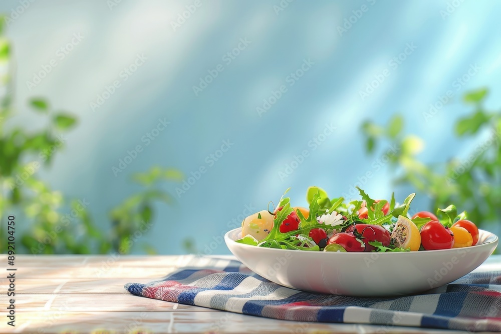 A bowl of salad with a variety of fruits and vegetables, including tomatoes A bowl of salad with a variety of fruits and vegetables, including tomatoes