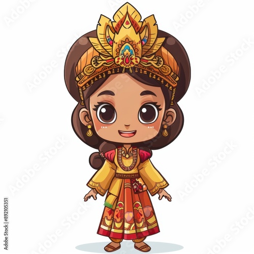 Embrace the cultural diversity of Southeast Asia with this animated girl in traditional attire, showcasing national outfits and cultural heritage through vibrant colors , Ai generative