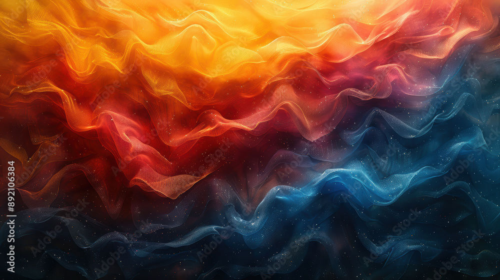 A colorful wave of light with red, yellow, and blue colors. The colors are vibrant and dynamic, creating a sense of movement and energy. The image evokes a feeling of excitement and wonder A colorful wave of light with red, yellow, and blue colors. The colors are vibrant and dynamic, creating a sense of movement and energy. The image evokes a feeling of excitement and wonder