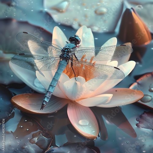 Wallpaper Mural dragonfly on flower Torontodigital.ca