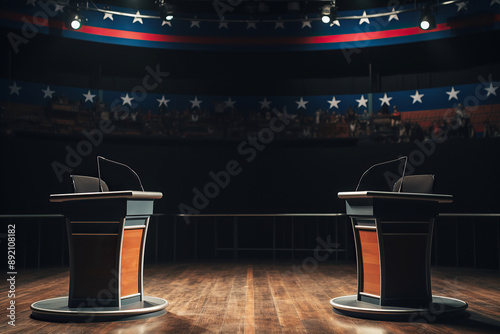 generated illustration  united state presidential debate on the stage