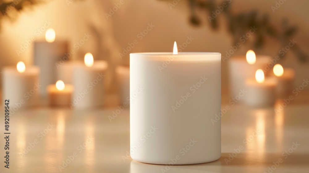 Lit White Candles in Soothing Ambiance