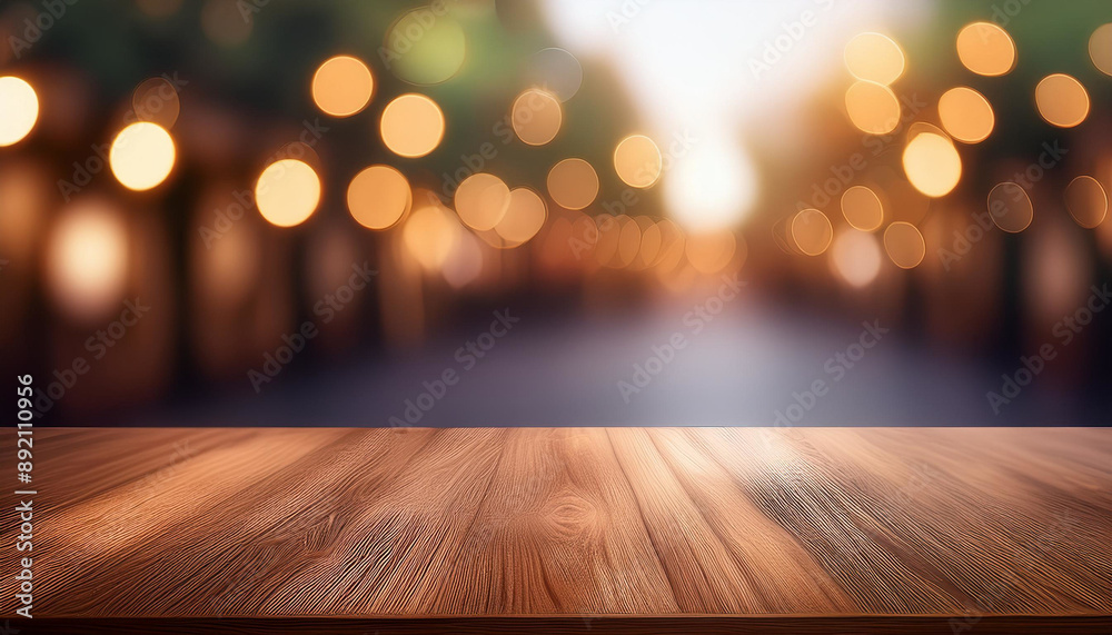 Natural Charm: Wooden Board and Bokeh Background Natural Charm: Wooden Board and Bokeh Background