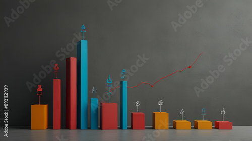 business graph on blackboard