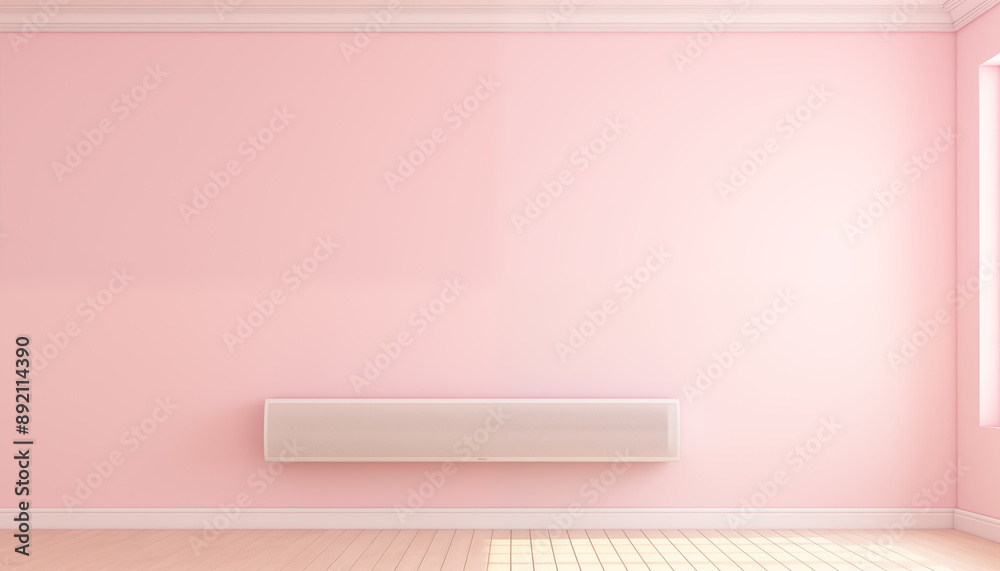 Pink Wall with White Baseboard and Radiator Pink Wall with White Baseboard and Radiator