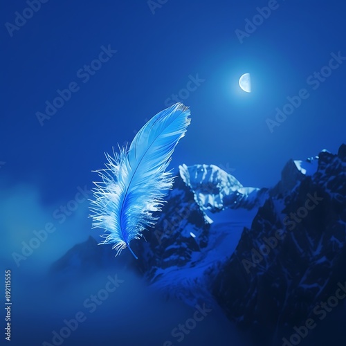 Wallpaper Mural white feather on blue background Torontodigital.ca