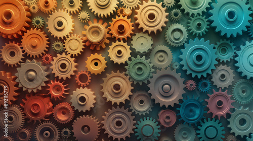 Wallpaper Mural A colorful image of many gears with a variety of colors Torontodigital.ca