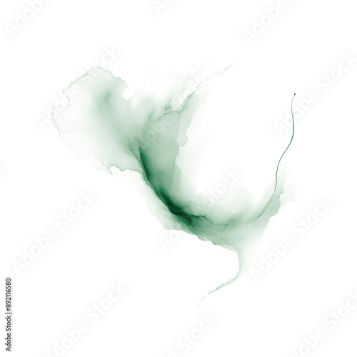 Emerald watercolor splash on transparent background