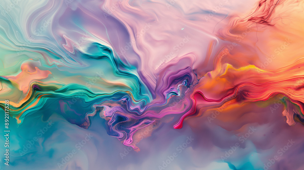 A colorful painting with a lot of swirls and splatters A colorful painting with a lot of swirls and splatters