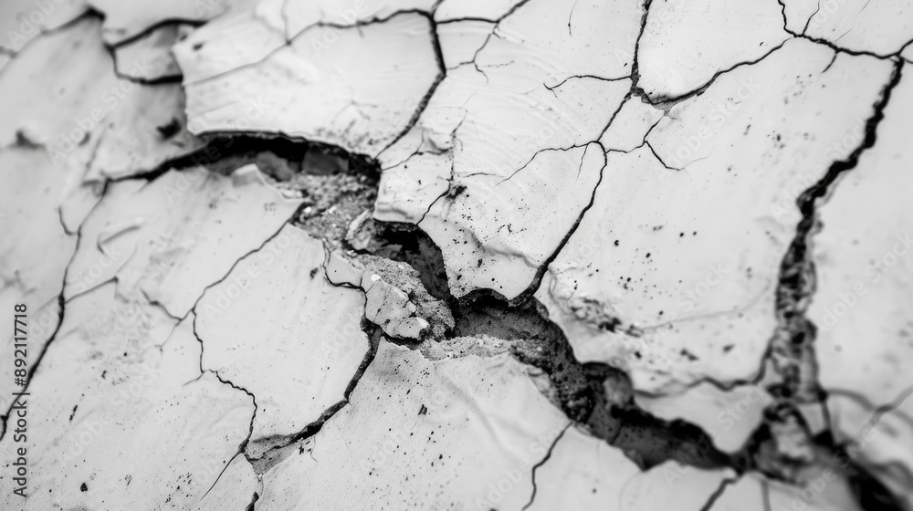 Close up of cracked concrete wall in black and white with copy space and selective focus Repair needed Close up of cracked concrete wall in black and white with copy space and selective focus Repair needed
