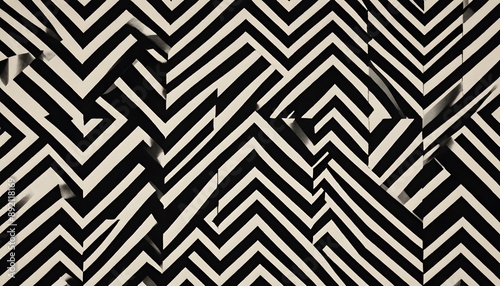 Abstract Black and White Chevron Pattern