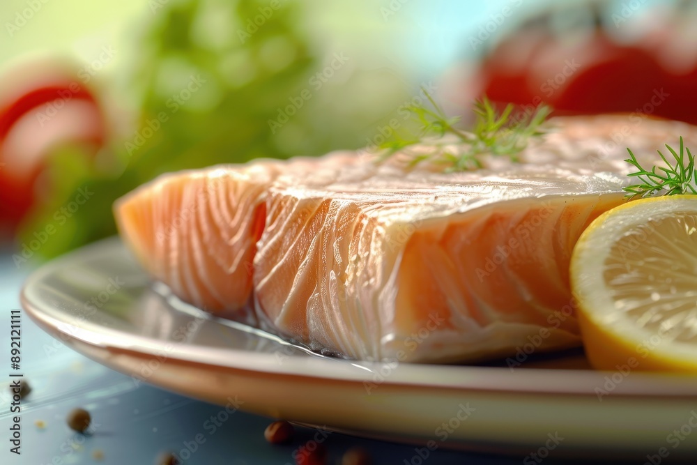 pieces of salmon are on a plate with parsley pieces of salmon are on a plate with parsley