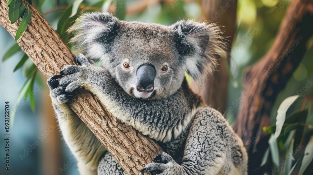 Fototapeta premium Koala resting on branch in close up view