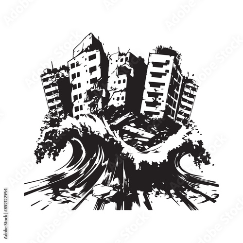 Natural Disasters Tsunami Natural Strong Disaster image vector. Illustration of a Natural Disasters Tsunami