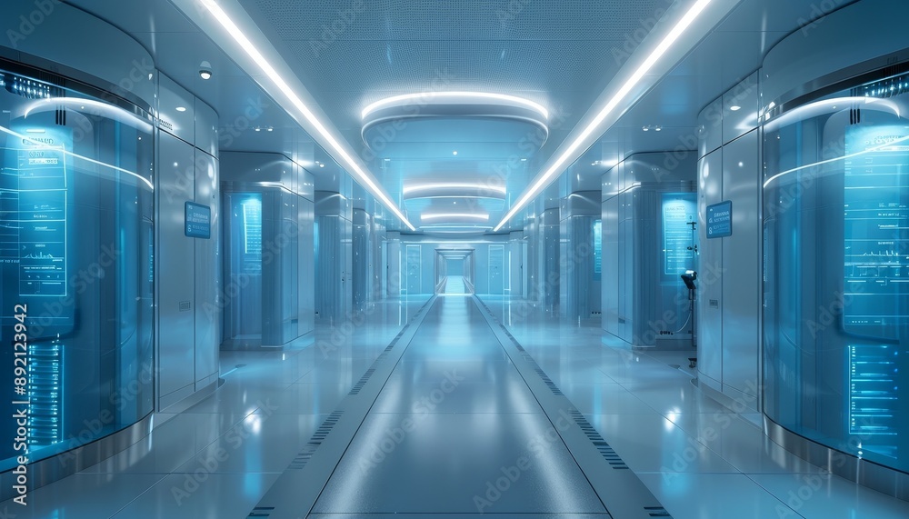 Fototapeta premium DataMed Insight Depict a hightech healthcare data center with DataMed Insight, emphasizing its detailed medical data analysis and insights