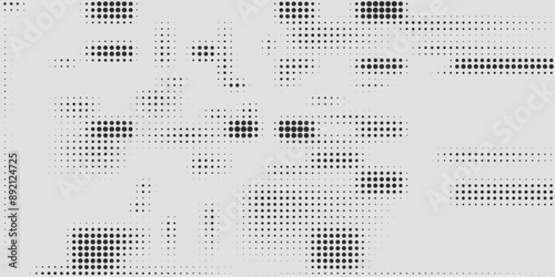Black vector pattern with ball dots. Geometric example of repeating circles on a white background in halftone style.