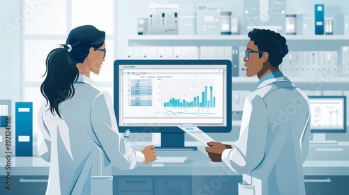 Wallpaper Mural Illustrate a sleek clinical research lab showcasing its precise statistical analysis and userfriendly interface Torontodigital.ca